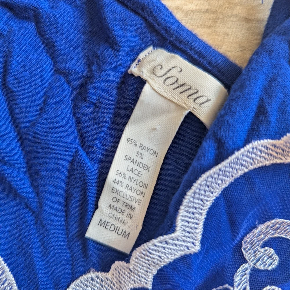 Soma royal blue sleep tank pajama top size M GUC - Picture 4 of 6